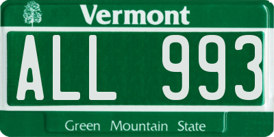 VT license plate ALL993