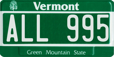 VT license plate ALL995