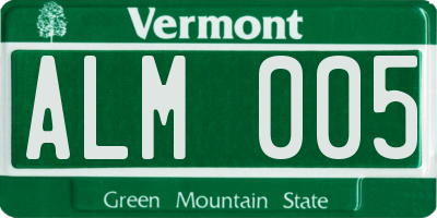 VT license plate ALM005