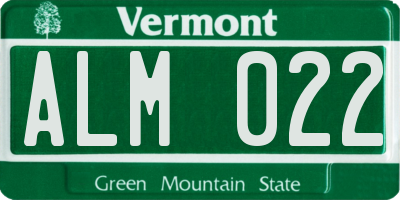 VT license plate ALM022