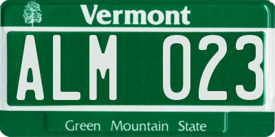 VT license plate ALM023