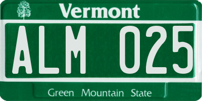 VT license plate ALM025