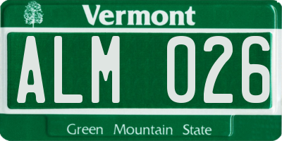 VT license plate ALM026