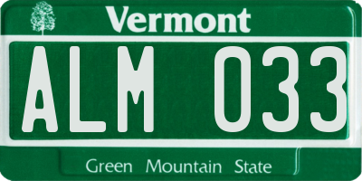 VT license plate ALM033