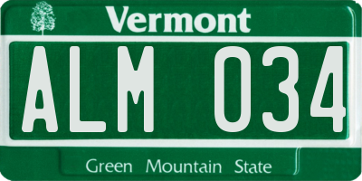 VT license plate ALM034