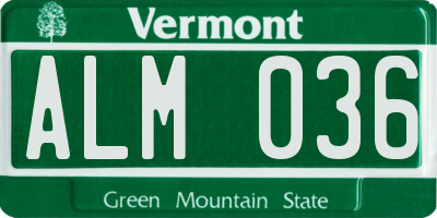 VT license plate ALM036