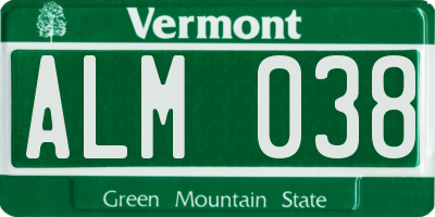 VT license plate ALM038