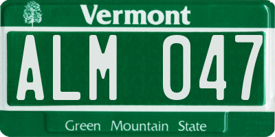 VT license plate ALM047