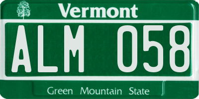 VT license plate ALM058