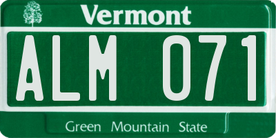 VT license plate ALM071
