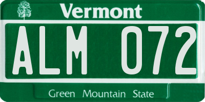 VT license plate ALM072