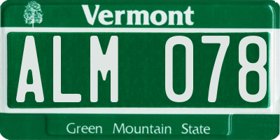 VT license plate ALM078