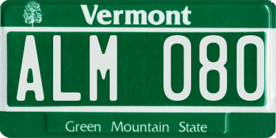 VT license plate ALM080