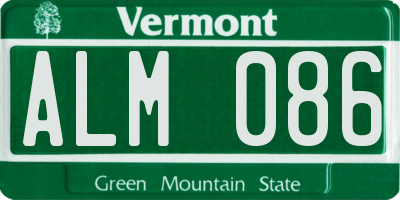 VT license plate ALM086
