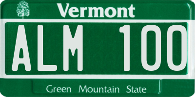 VT license plate ALM100