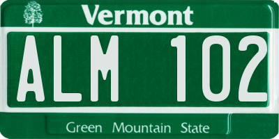 VT license plate ALM102