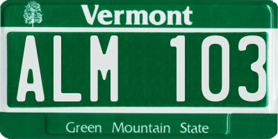 VT license plate ALM103