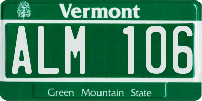 VT license plate ALM106