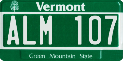 VT license plate ALM107
