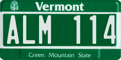 VT license plate ALM114