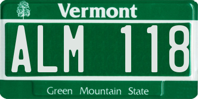 VT license plate ALM118
