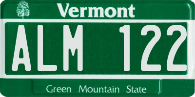 VT license plate ALM122