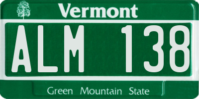 VT license plate ALM138