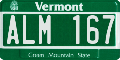 VT license plate ALM167