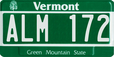 VT license plate ALM172