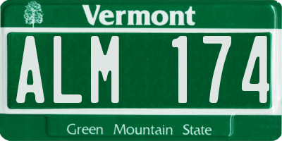 VT license plate ALM174