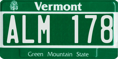 VT license plate ALM178