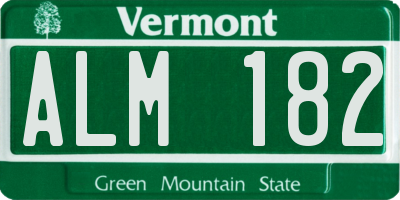 VT license plate ALM182