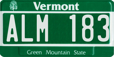 VT license plate ALM183