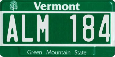VT license plate ALM184