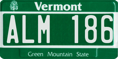 VT license plate ALM186