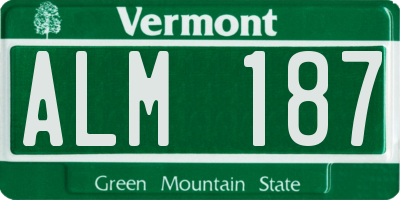 VT license plate ALM187