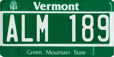 VT license plate ALM189