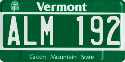 VT license plate ALM192