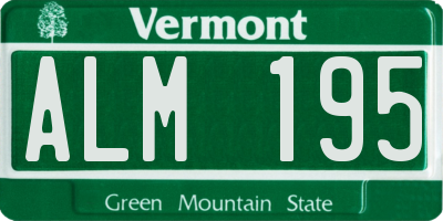 VT license plate ALM195