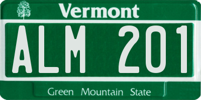 VT license plate ALM201