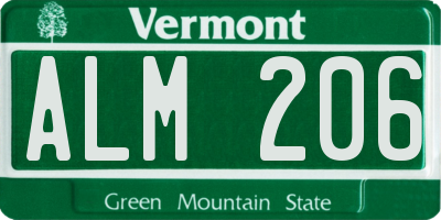 VT license plate ALM206