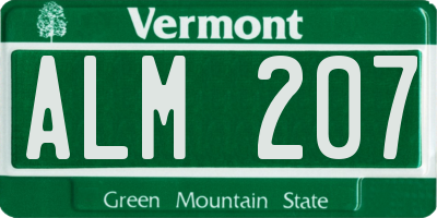 VT license plate ALM207