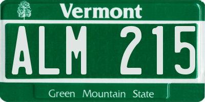 VT license plate ALM215