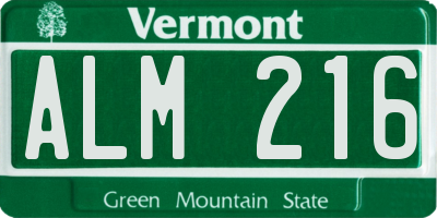 VT license plate ALM216