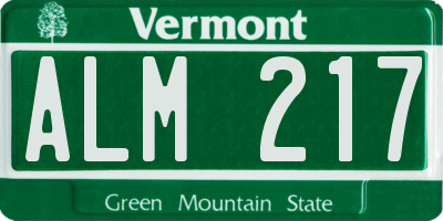 VT license plate ALM217