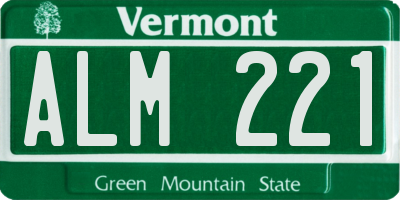 VT license plate ALM221