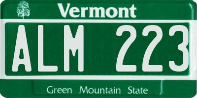 VT license plate ALM223