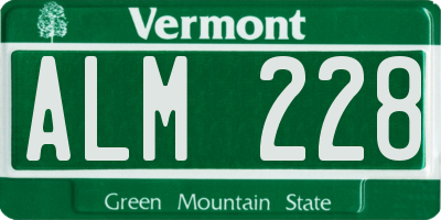 VT license plate ALM228
