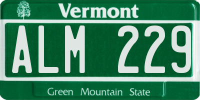 VT license plate ALM229