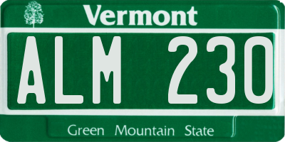 VT license plate ALM230